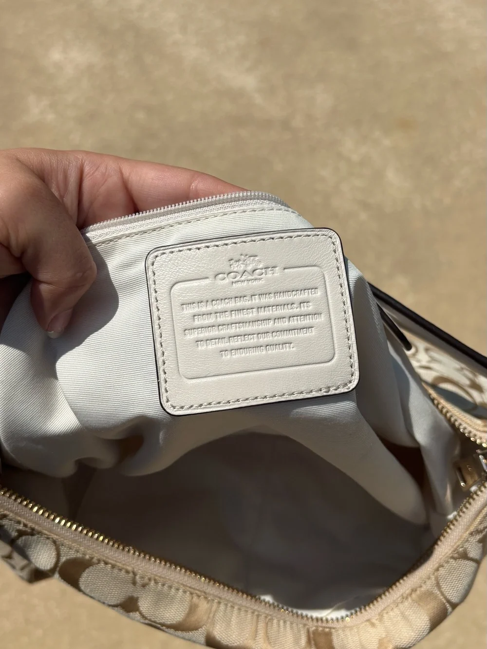 Coach Signature Jacquard Hobo Bag in Champagne